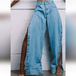 Highlight Snap Side Wide Leg Statement Jeans – 3X (Approx Size 16-18)